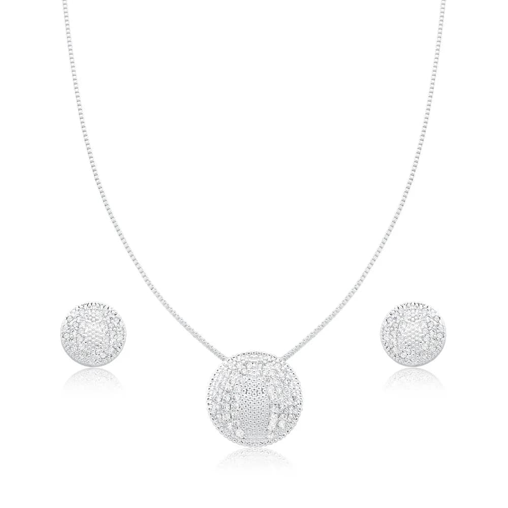 Conjunto Semijoia Círculo Cravejado