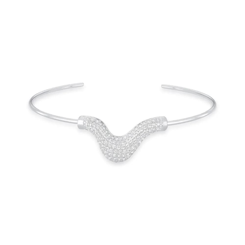 Bracelete Prata 925 Orgânico Cravejado