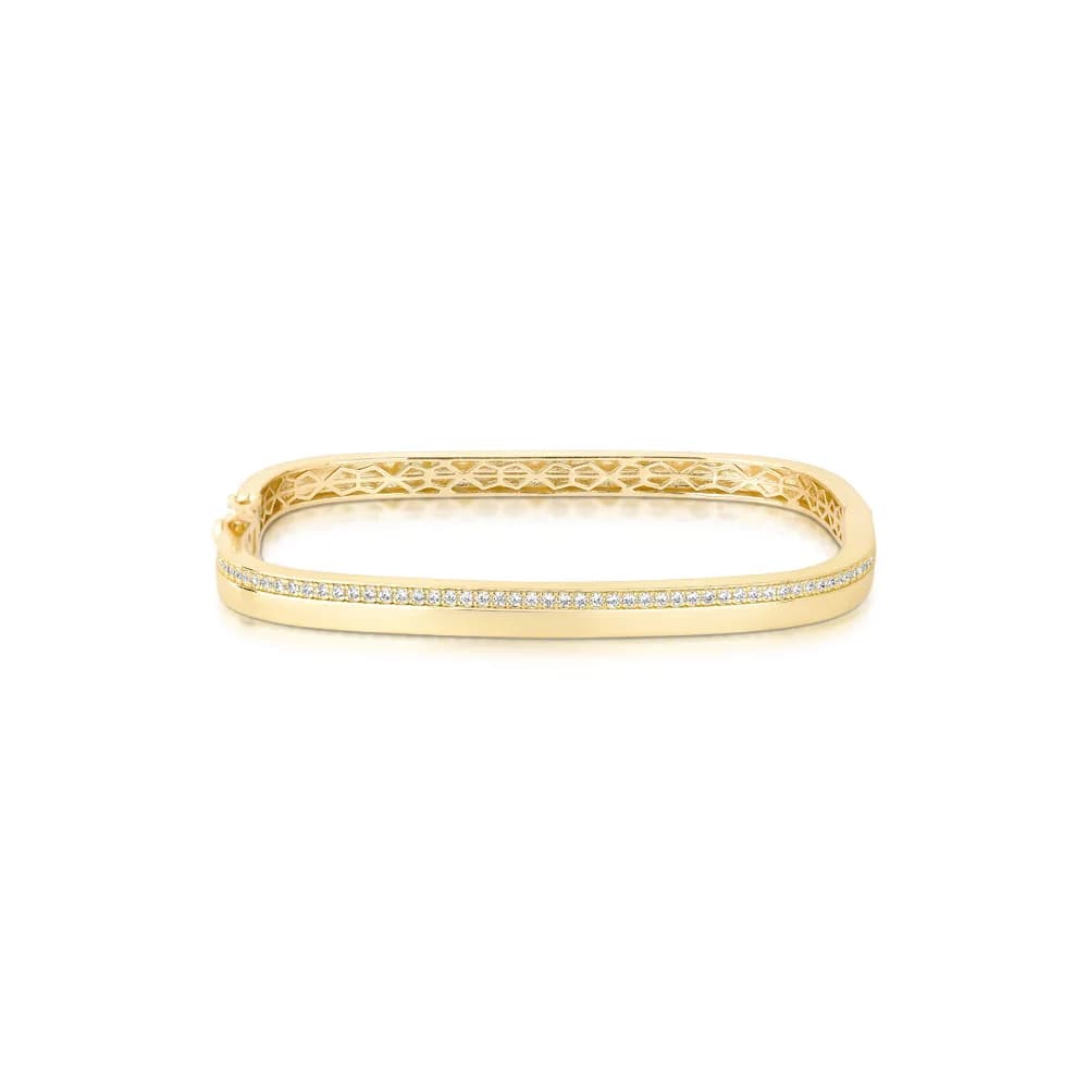 Bracelete Semijoia Quadrado com Detalhe Cravejado