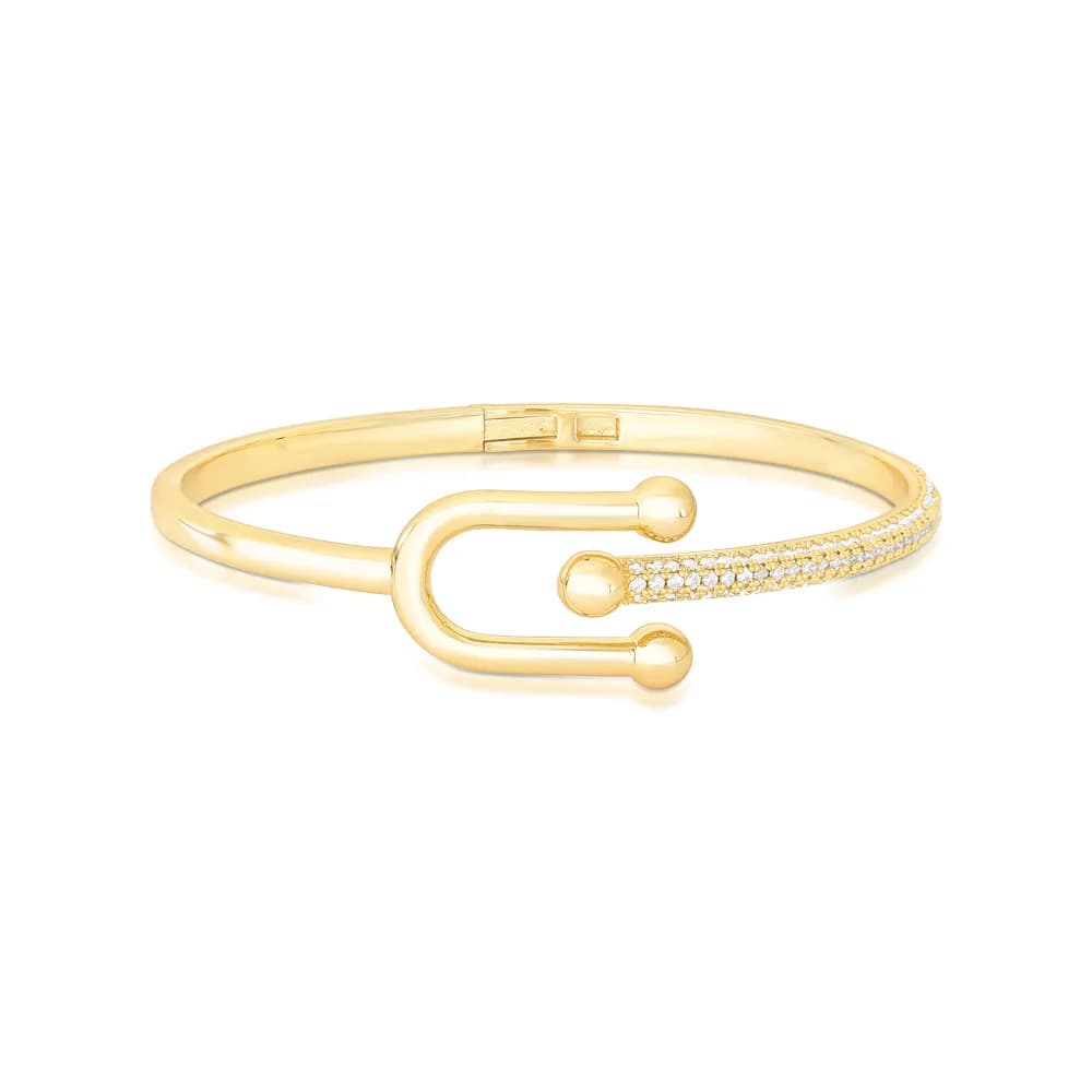 Bracelete Semijoia Elo com Detalhe Cravejado
