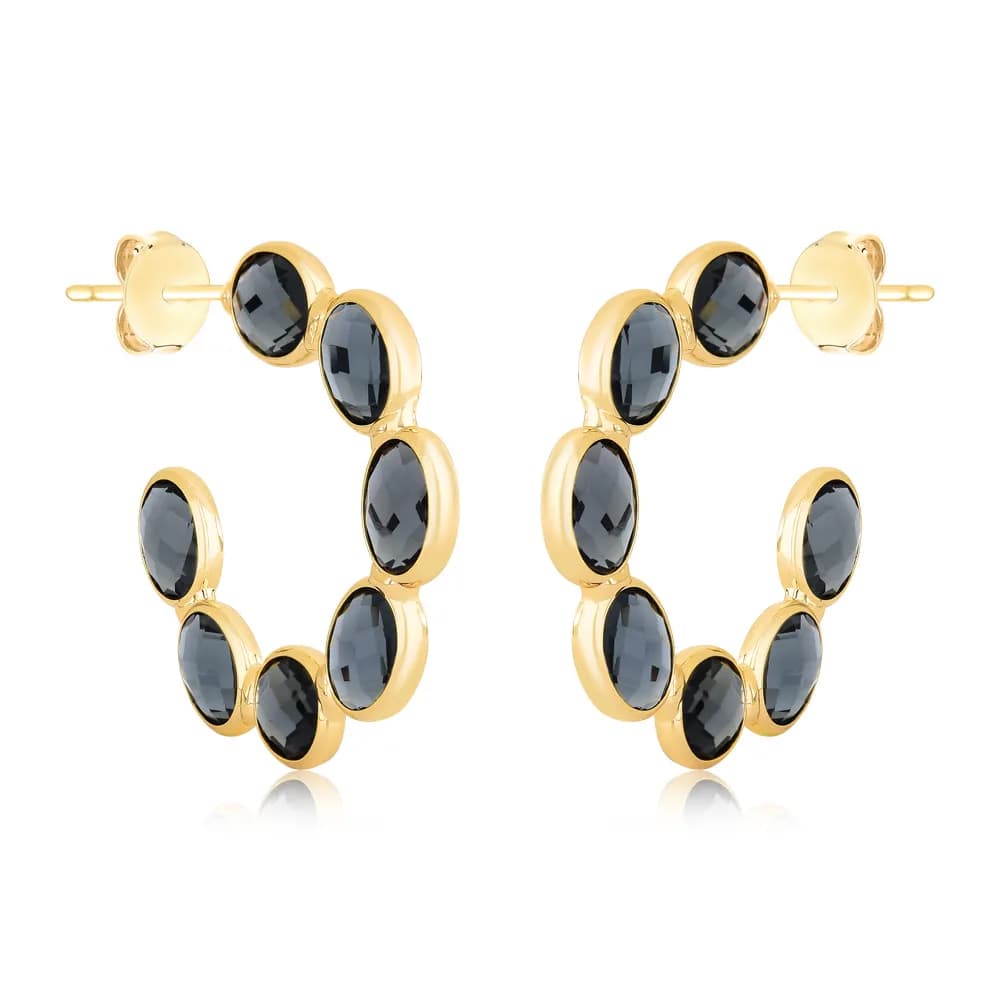 Argola Semijoia Oval com Zircônia